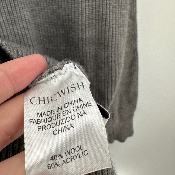 Gray Turtleneck Sweater with Red Heart Patches - Picture 9 of 15